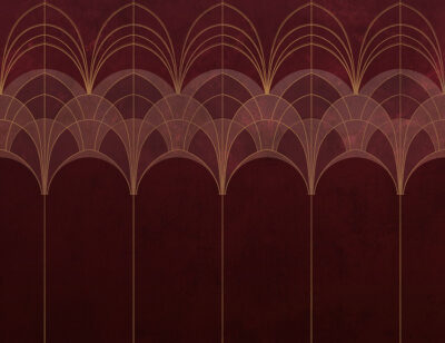 Elegant red geometric Art Deco print wall mural