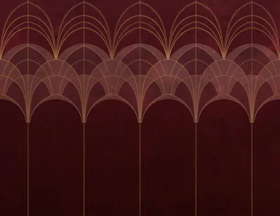Elegant red geometric Art Deco print wall mural