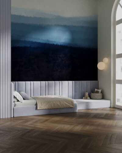Gradient watercolor abstract wall mural for a children's room