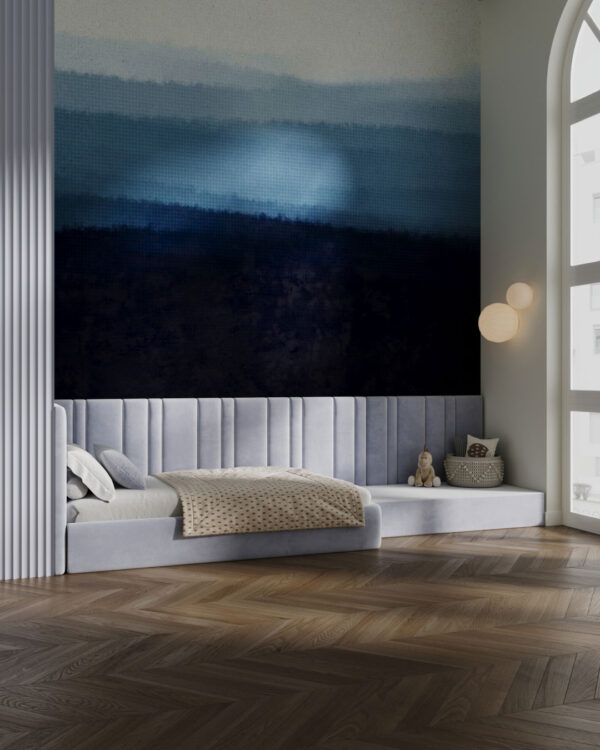 Gradient watercolor abstract wall mural for a children's room