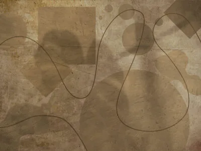 Geometric abstract shapes on a textured brown background wall mural