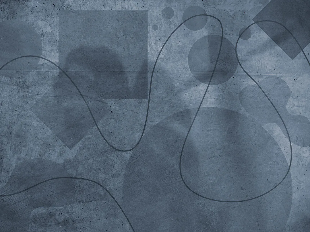 Geometric abstract shapes on a textured blue background wall mural