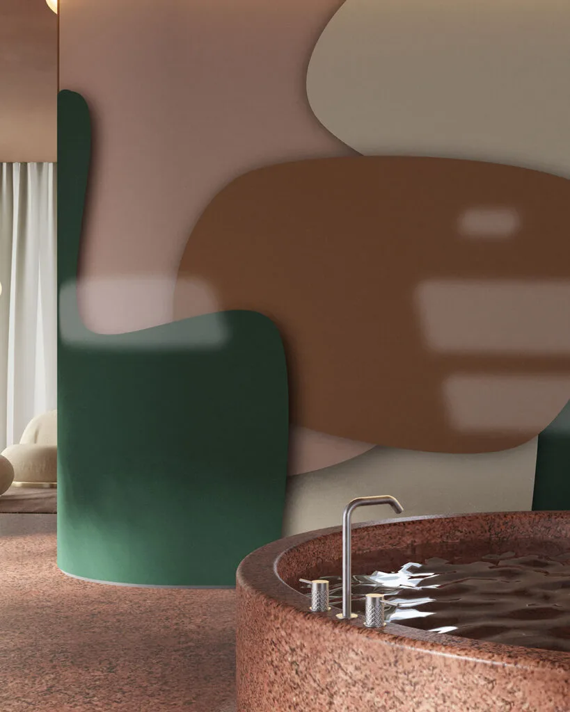 Wall Mural Zeal for the bathroom - kith2kin.com 3D geometric shapes with sun glare wall mural for the bathroom