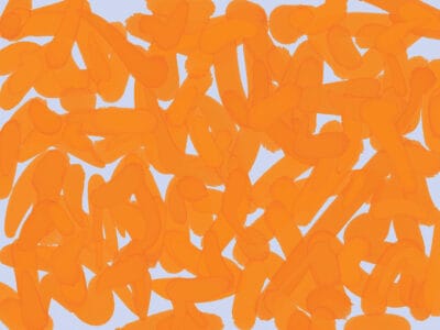 Bright orange abstract brush strokes wall mural