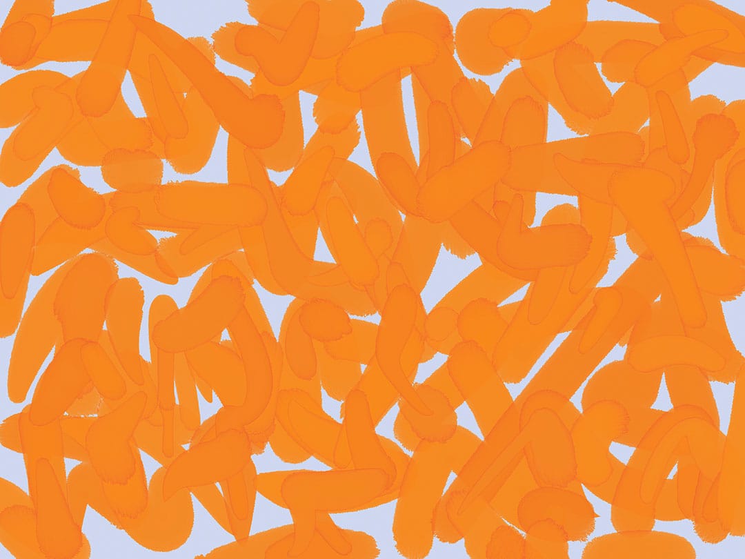 Bright orange abstract brush strokes wall mural