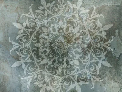 Textured green mandala wall mural