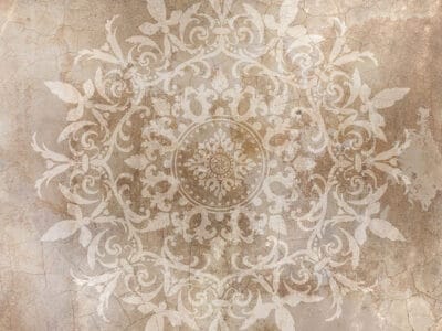 Textured orange mandala wall mural