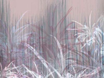 Tropical leaves with textured filter wall mural in purple colors