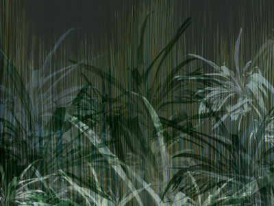 Tropical leaves with dark-green textured filter wall mural