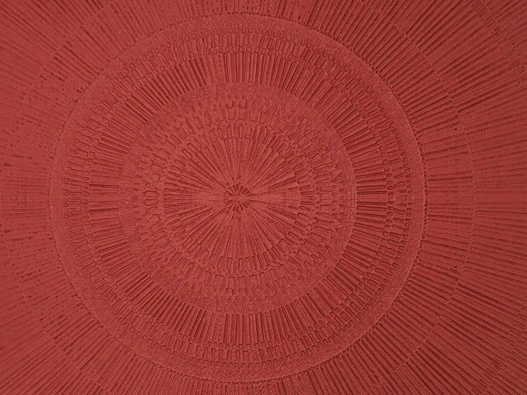 Stone textured red geometric mandala wall mural