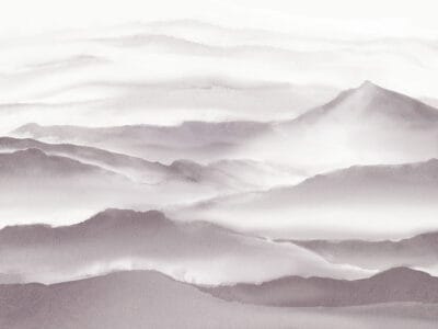 Watercolor dark mountains in the fog wall mural