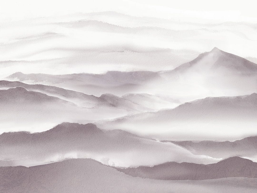 Watercolor dark mountains in the fog wall mural