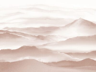 Watercolor brown mountains in the fog wall mural