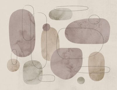 Wall mural with abstract pastel geometric shapes