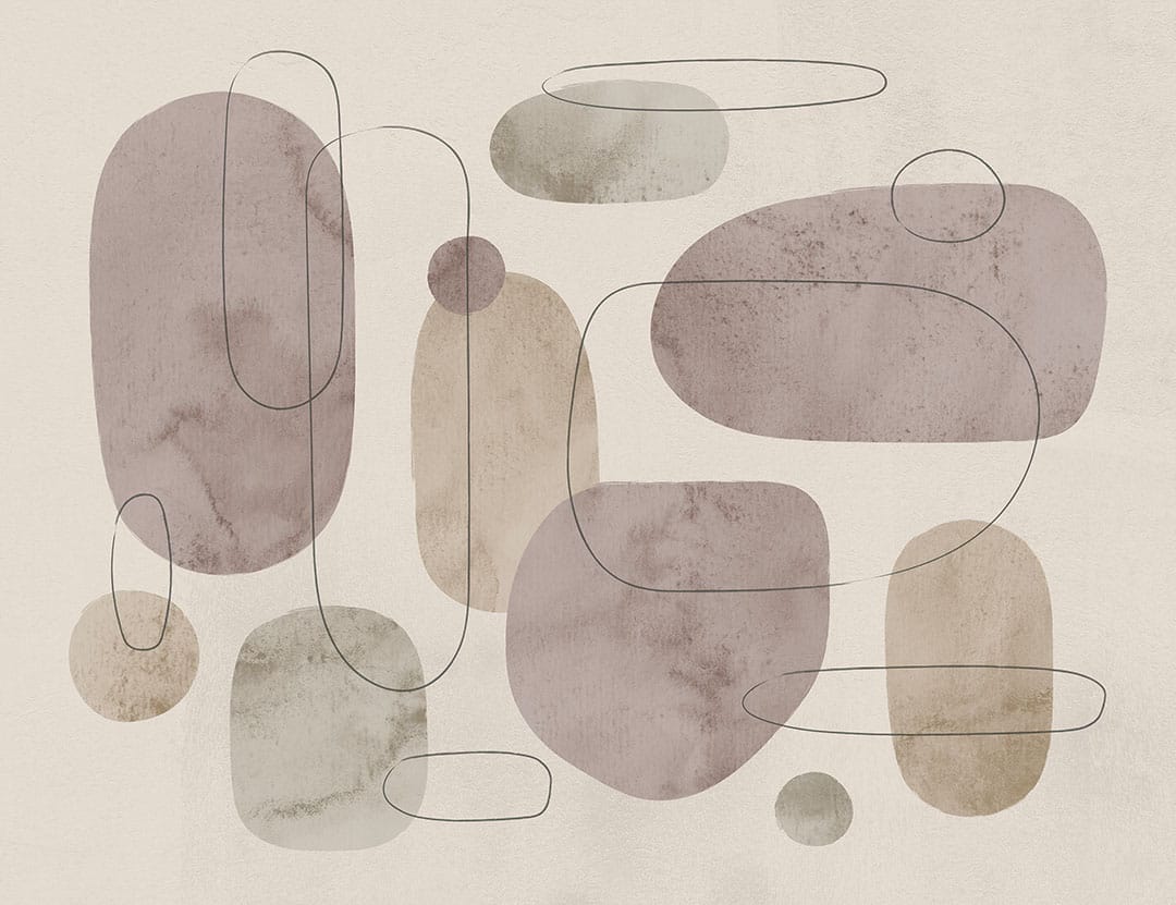 Wall mural with abstract pastel geometric shapes