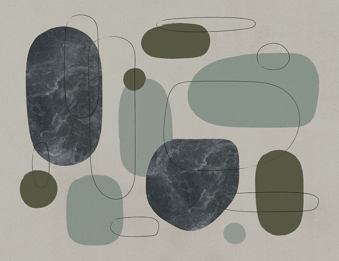 Abstract geometric shapes with water textures wall mural