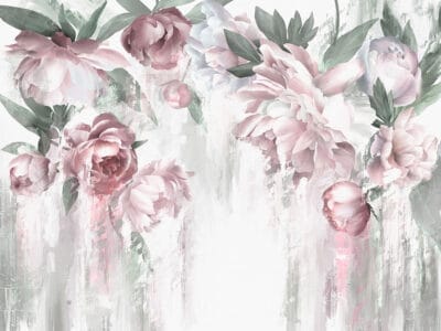 Wall mural lush peonies on a light background