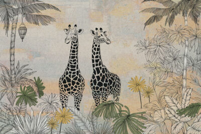 Wall mural graphic giraffes in the jungle